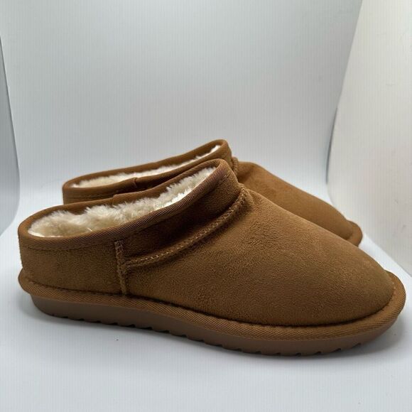 CUSHIONAIRE Women's Faux Shearling Genuine Suede cozy mule slippers +Memory Foam - Picture 1 of 7